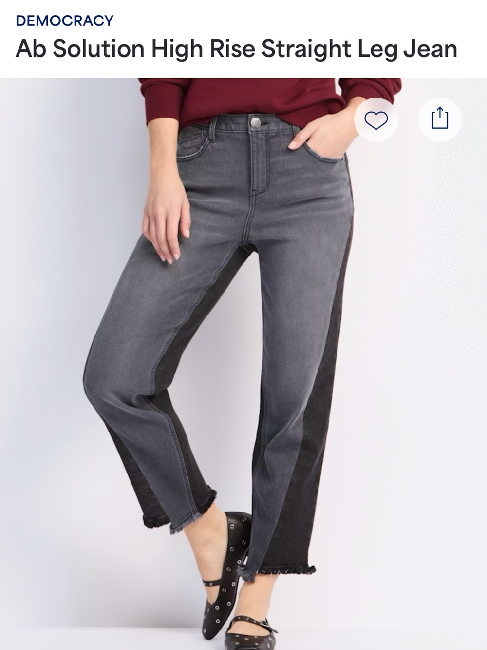 Democracy Two-Tone Gray & Black High Rise Straight Leg Jeans